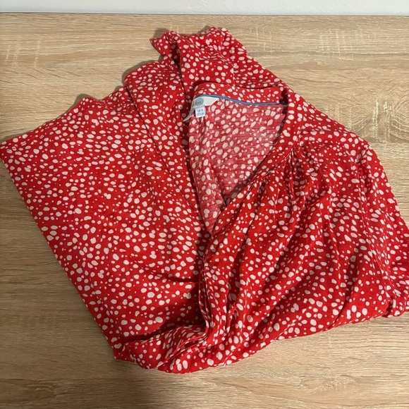 Boden Coral Red Speckled Print Button Front Blouse Top 14 - Picture 4 of 5